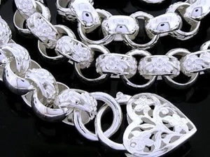 Collar corazón genuino SÓLIDO 925 flor de plata esterlina 925 eslabón día/noche - Imagen 1 de 4
