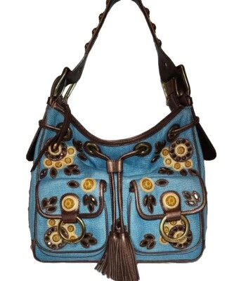 ISABELLA FIORE SET IN STONE STEPH HOBO JEWELED 3D APPLIQUE SHOULDER HANDBAG $395 - Image 1 of 4