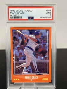 Mark Grace 1988 Score Rookies & Traded #80T Glossy PSA 9 Mint RC Rookie - Picture 1 of 2