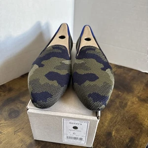 Rothy’s The Almond Loafer Spruce Camo Green Navy Women’s Size 6 NEW - Picture 1 of 6