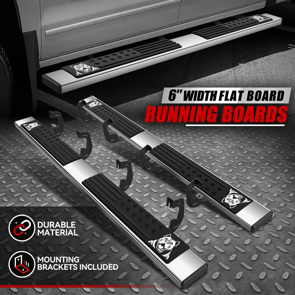 Barra Nerf estribo lateral cromada de 6" para Silverado Sierra 07-19 doble cabina Foto 1 de 4