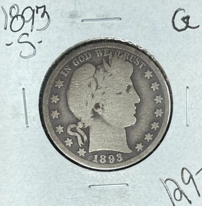 1893-S BARBIERE MEZZO DOLLARO ARGENTO ~ BUONO ~ BELLA MONETA ~ - Foto 1 di 2