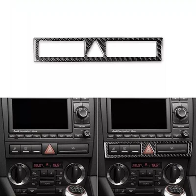 Cubierta de botón de luz de advertencia central de fibra de carbono real para Audi A3 S3 8P 2006-2007 Foto 1 de 4