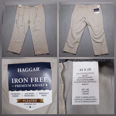 Pantalones Haggar Iron Free Premium Caqui Para Hombre 44x29 Plisados Calce Clásico Nuevos con Etiquetas Foto 1 de 4