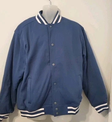 Jaqueta bombardeiro Haband masculina grande azul com zíper com bolsos com zíper isolamento acolchoado  - Imagem 1 de 4