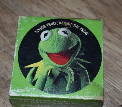 Mini rompecabezas redondo Hallmark Springbok 1977 vintage - TU VERDADERO KERMIT LA RANA Foto 1 de 2