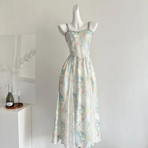 Women French Dress Camisole Dress Floral New Summer Long Dress for Spring Girl - Picture 1 of 11