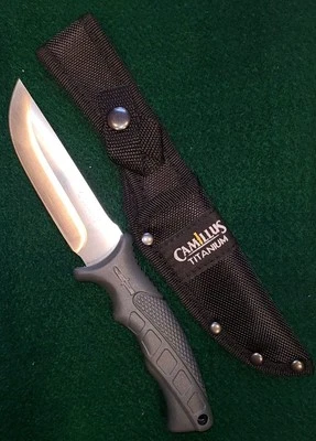 Camillus Titanium Bonded Drop Point Hunter 4.5" Fixed Blade Knife with Sheath - Image 1 of 4