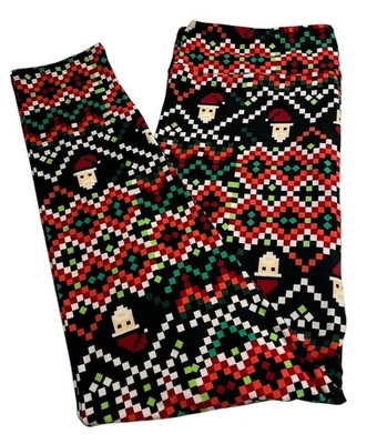 LuLaRoe Leggings TC2 Tall Curvy 2 SANTA Video Game CHRISTMAS Sweater Modern Fun - Image 1 of 4