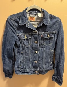 Levi's Trucker Jean Jacket Youth Girl's Size Medium Blue Medium Wash Denim EUC - Picture 1 of 8