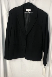 NWT Calvin Klein Women's Black Lined Two Button Suit Jacket - Size 24W - Picture 1 of 12
