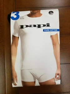 papi Pure Cotton Men's Small 3-Pack Black Crew Neck T-Shirts #558101B-001 NWT - Picture 1 of 3