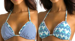 NWT Vineyard Vines Reversible Geowave Ruffle String Bikini Swimsuit Top Women XL - Picture 1 of 9