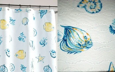 Destinos Barbados Cortina de Ducha Amarillo Mar Conchas Peces Coral Caballos de Mar Foto 1 de 4