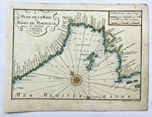 MARSEILLE FRANCE 1727 MICHELOT & BREMOND NICE ANTIQUE ENGRAVED SEA CHART - Picture 1 of 6
