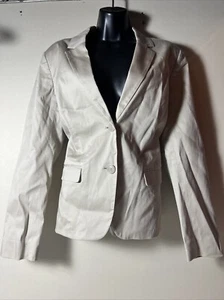 212 Collection beige lined button down shoulder pads suit jacket Size 12 - Picture 1 of 13