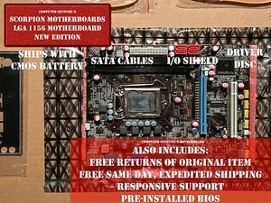 NEW Intel LGA 1156 H55 Micro ATX Computer Motherboard DDR3 16GB WiFi + OC - Picture 1 of 5