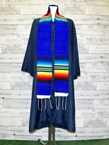 Plain Mexican Sarape graduation sash school stole wraps Mexican Stole R. Blue - Picture 1 of 1
