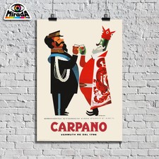 POSTER VINTAGE SERIE CARPANO VERMOUTH RE VITTORIO EMANUELE BRINDISI PUNT E MES