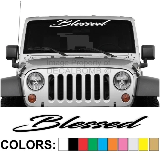 Blessed Windshield Decal Sticker "script" Diesel Turbo Car Truck UTV rzr Race Foto 1 de 2