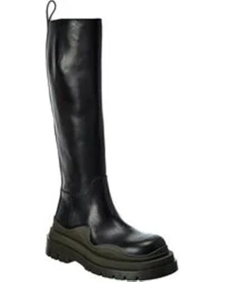 New! Bottega Veneta BLACK ‘Tire’ Knee-High Leather Boots Size 38.5 8.5 US DD342 - Image 1 of 4