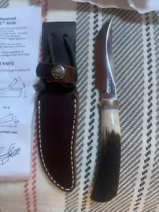 Randall Made Knives Model 8-4X Non Catalog Old Style Trout & Bird Carbon & Stag - Picture 1 of 11