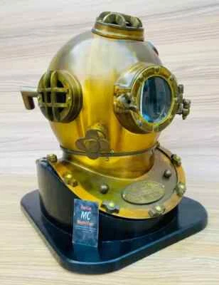 Vintage Diving Helmet US Navy Mark V Deep Sea Divers Antique Scuba Helmet w Base - Image 1 of 4