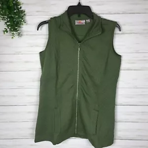 Quacker Factory Quilted Vest Embellished Zipper Women's XS green - Picture 1 of 3