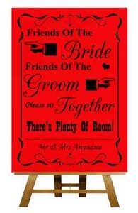 Rot Freunde der Braut, Freunde des Bräutigams Hochzeit Sitzplatz Hochzeit Schild - Bild 1 von 8