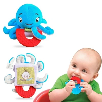 Teething Ring for Babies 0-6 8 10 12 Months | Cute Soft Teething Toys & Gloves - Image 1 of 4