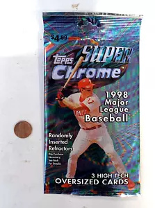 Topps Super Chrome 1998 MLB 3 High Tech Oversized Cards Pack Sealed - Picture 1 of 2