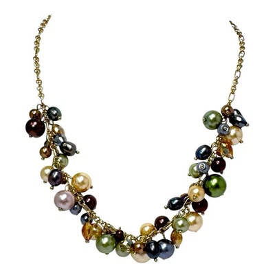 Collar Racimo Premier Designs Multicolor Imitación Perla y Cristal Tono Dorado Foto 1 de 4