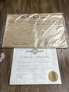 The New York Times 1936 Certified Vintage Historic Collectible Newspaper w/COA - Picture 1 of 5