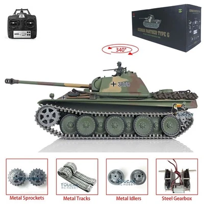 US Stock Henglong 1/16 RC 7.0 Tank Panther G RTR 3879 Metal Tracks Smog BB Shoot - Image 1 of 4