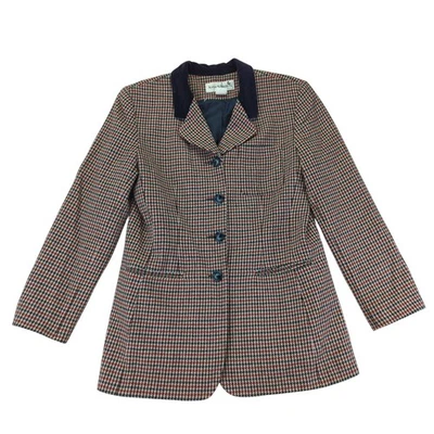 Blazer De Colección Años 90 Norton McNaughton Pata de Gallo Cuello Terciopelo 6 Academia De Gran Tamaño Foto 1 de 4