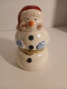 Mr. Christmas Porcelain Snowman Music Trinket Box With Ice Skaters G6 - Picture 1 of 8