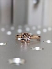 Natural Pink Morganite Gemstone Solitaire Engagement Ring 14k Rose Gold ring f18