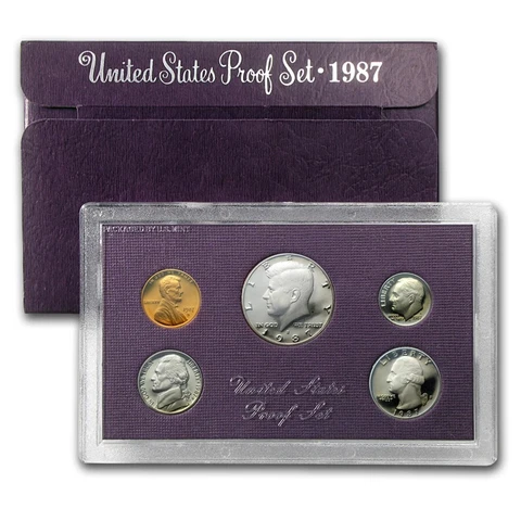 1987 S US Mint 5 Coin Proof Set Original Box Cover