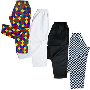 Chefs Trousers / Chef Pants Uniforms Trouser  White - Black - Harlequin - Chess - Picture 1 of 15