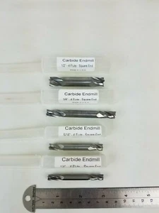 4PC CARBIDE END MILLS 4 FLUTE DOUBLE END CENTER CUTTING - NEW - USA - Picture 1 of 2