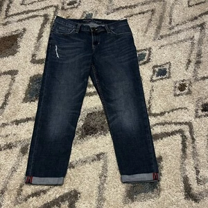 CRAFTED by Lee Women Boyfriend Blue Jeans Sz 8 Cuffed At Ankles - Picture 1 of 10