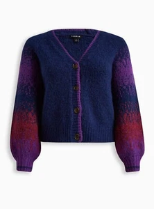 Torrid Chunky Cardigan Button Front Stripe Sweater Multi 1 1X 14 16 #B91846 - Picture 1 of 3