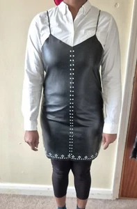 BlankNYC black spaghetti dress faux leather - Picture 1 of 8