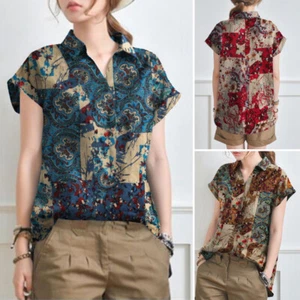 ZANZEA Womens Vintage Retro Floral Printed Shirts Summer Bohemian Beach Tops Tee - Picture 1 of 13