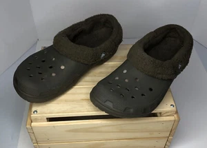 Crocs Faux Fur Army Green Clogs Slip On Comfort Shoes Size M 9 W 11 - Picture 1 of 9
