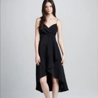 Amanda Uprichard Kiana 100% Silk High Low Dress in Black Size Small - Image 1 of 4