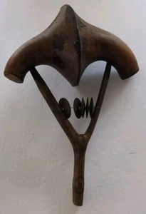 African Ceremonial Noise Shaker Gourds, Wood And Metal Disks Large 13.5" - Picture 1 of 10