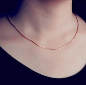 24" 1mm Rose Gold Plated Round Snake Chain Necklace Perfect For Pendant SN1RG - Picture 1 of 2