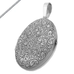 Medaillon oval Silber Amulett groß geschwärzt Trachten Antik auch Kette Gravur - Picture 1 of 10