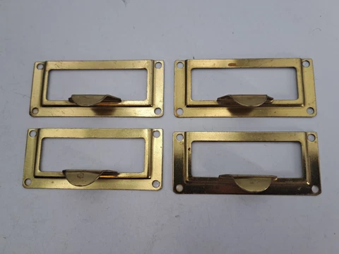 Antique / Vintage Label Card Holders Pulls for Cabinet Hardware Lot of 4 Cover